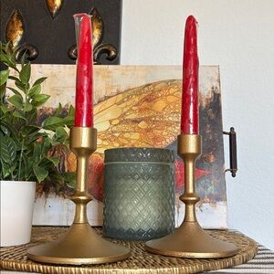 🆕Bundle Of 2 BHG Gold Iron Taper Candleholders